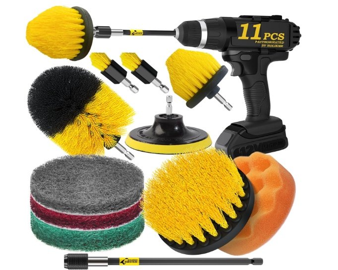 Spin Klenz 11-piece drill-powered cleaning brush set